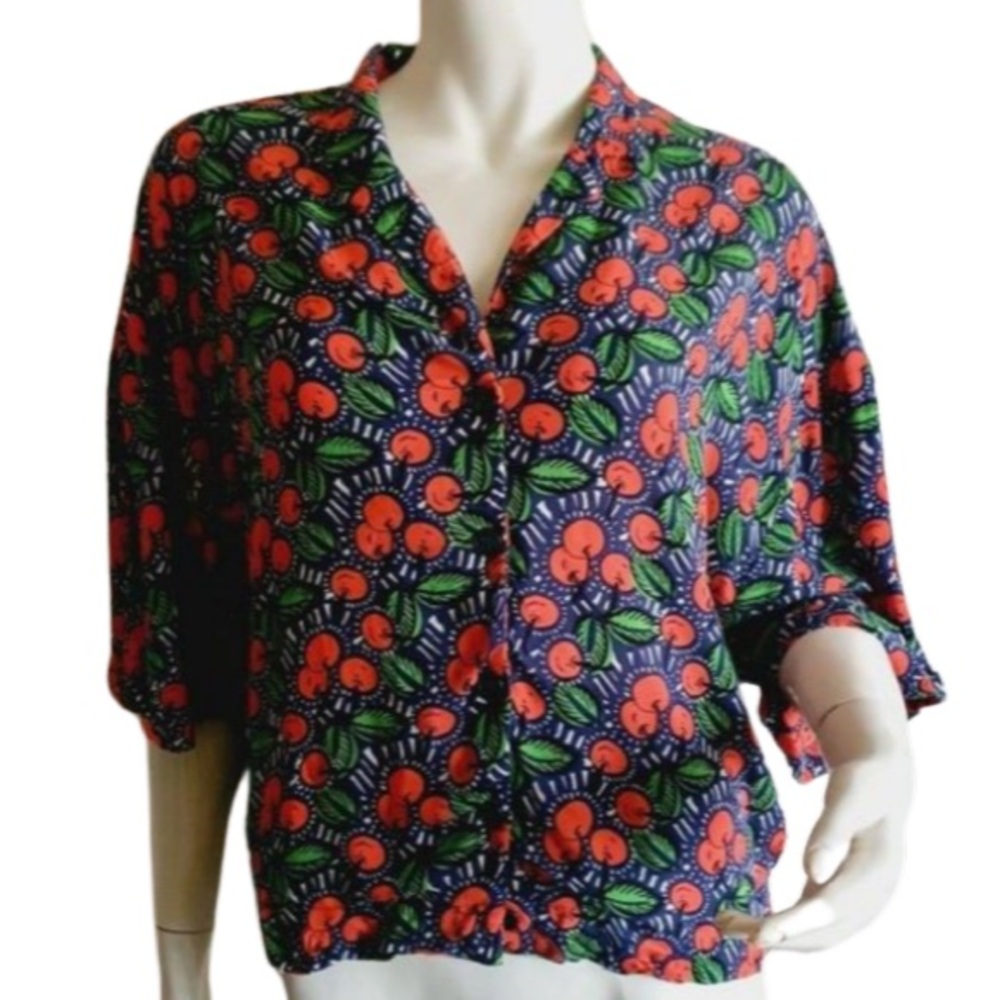 Zara TRF cropped cherry shirt XS